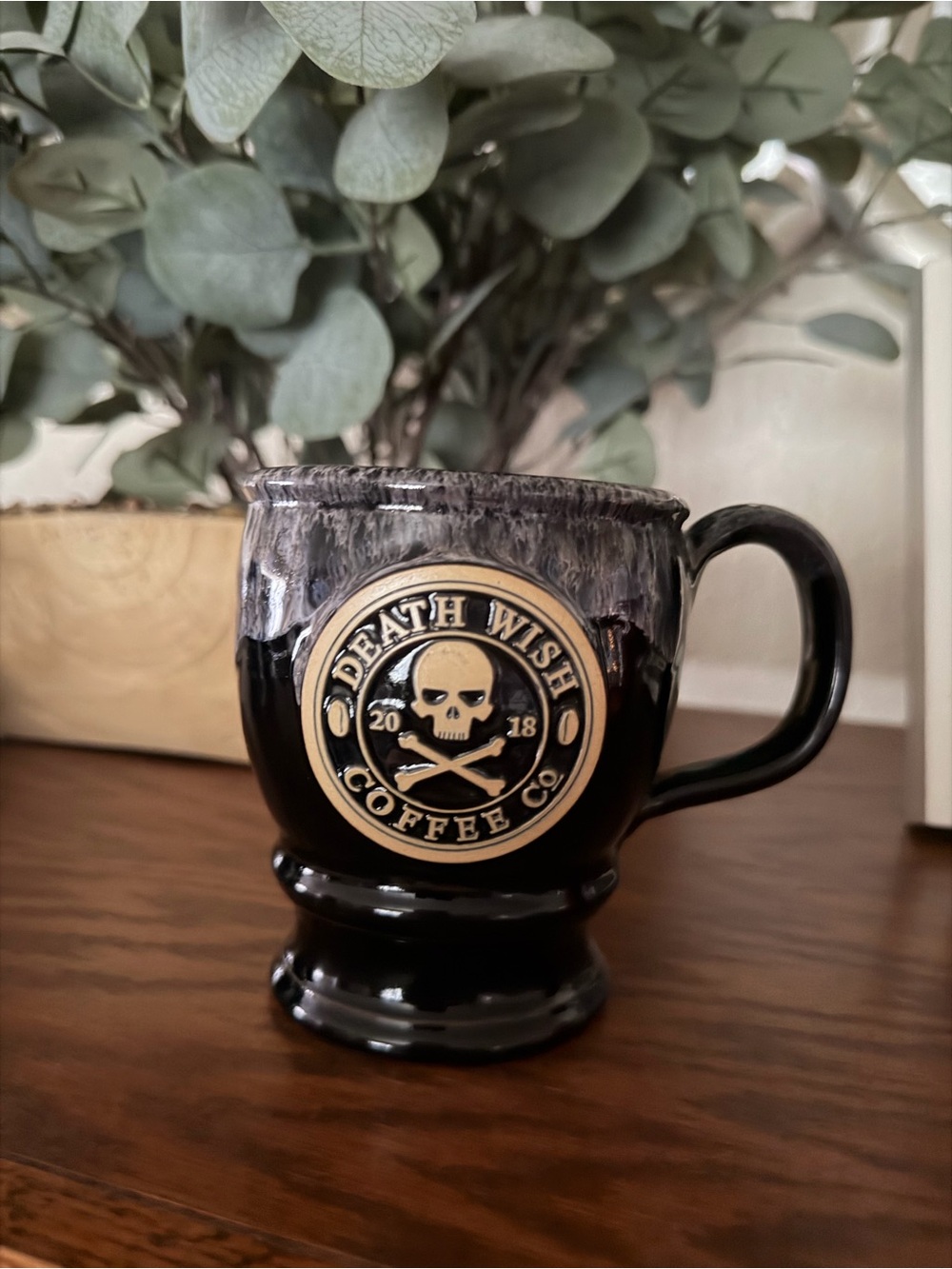 2018 anniversary Deneen Pottery Black Ceramic Logo Mug
